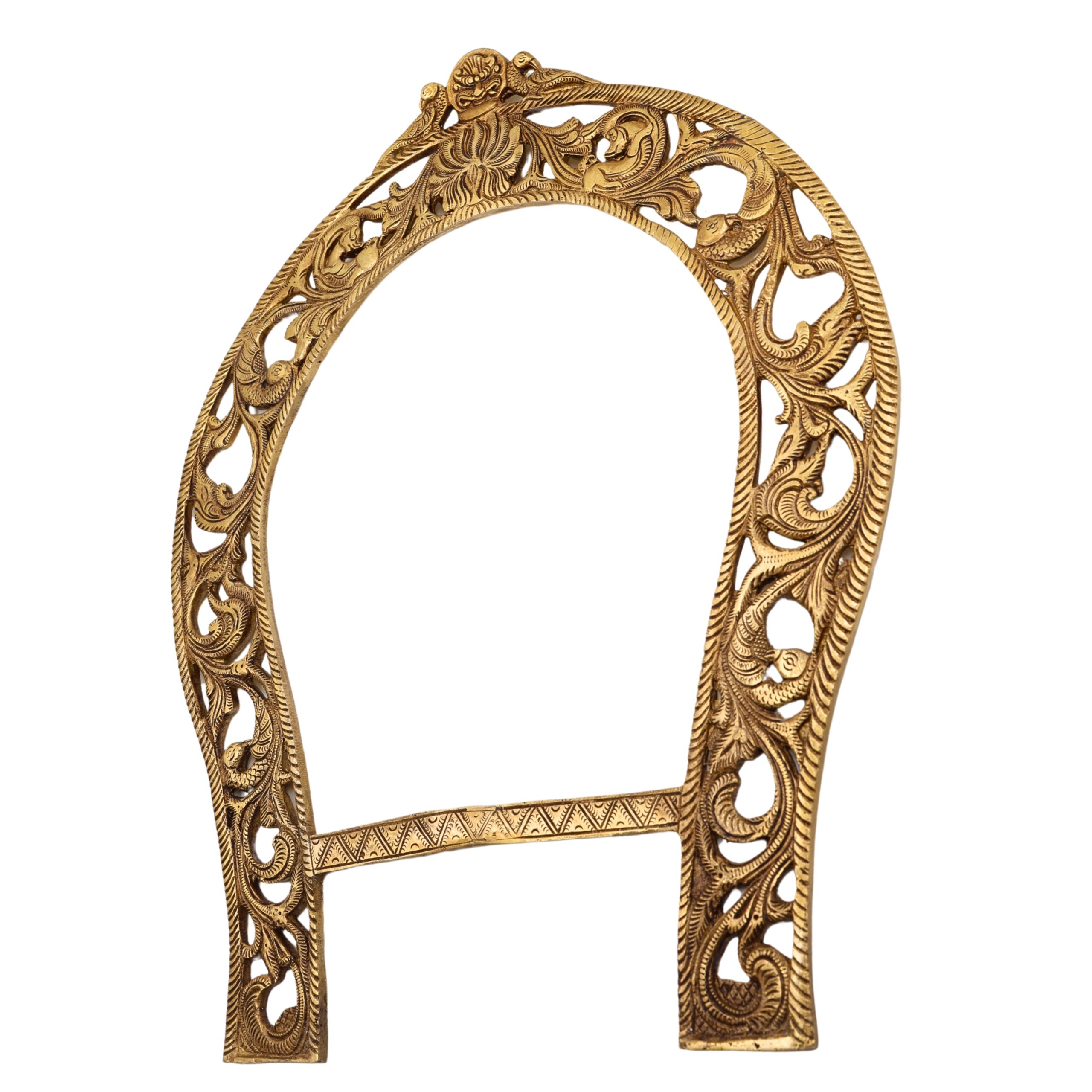Bhunes Brass Big Prabhavali Frame Arch Wall Hanging – Prabhawali with Sheshnag for Temple, Deity Decor, and Home Mandir | Brass Pooja Backdrop & Religious Wall Hanging, Gold, 19 Inch, 1 Piece