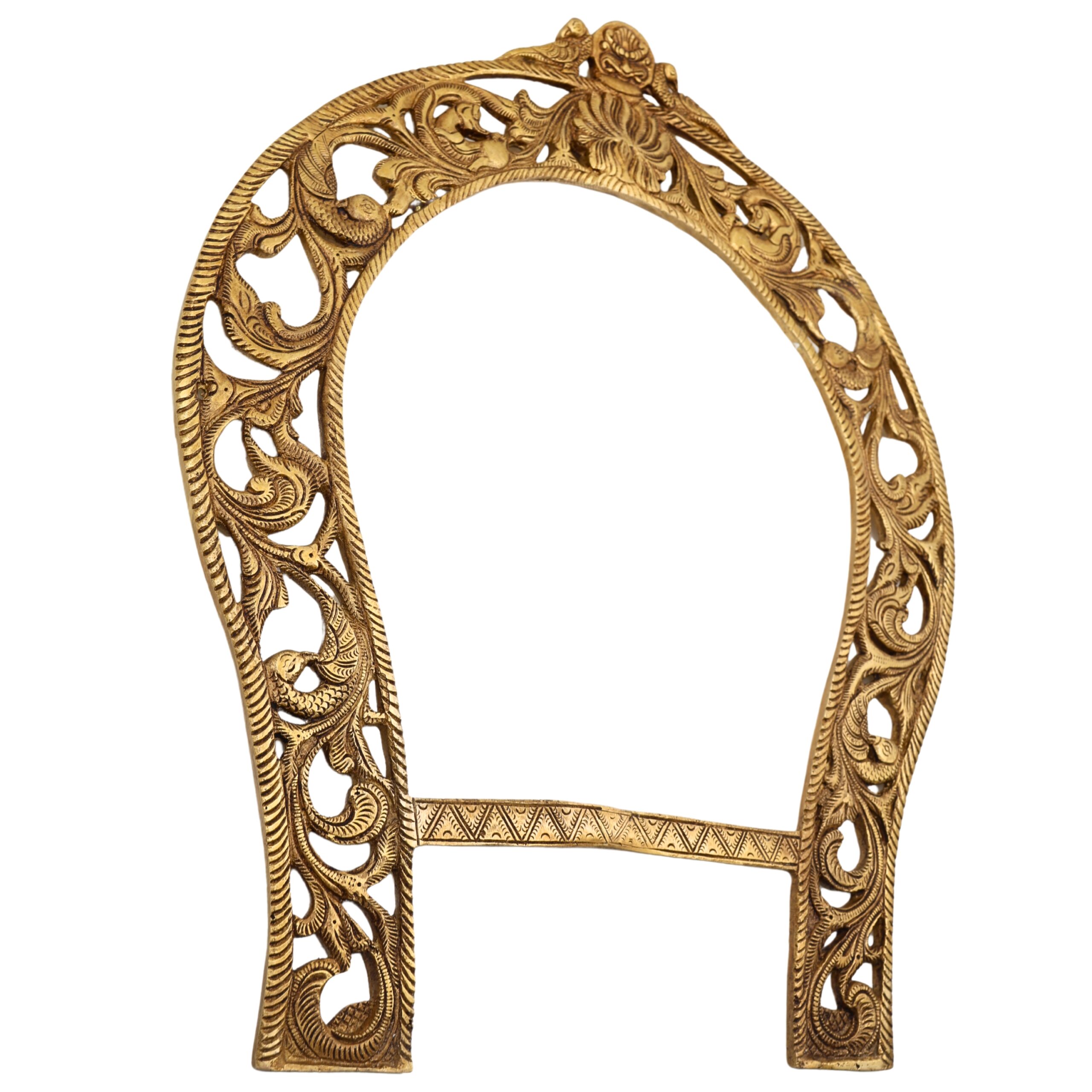 Bhunes Brass Big Prabhavali Frame Arch Wall Hanging – Prabhawali with Sheshnag for Temple, Deity Decor, and Home Mandir | Brass Pooja Backdrop & Religious Wall Hanging, Gold, 19 Inch, 1 Piece