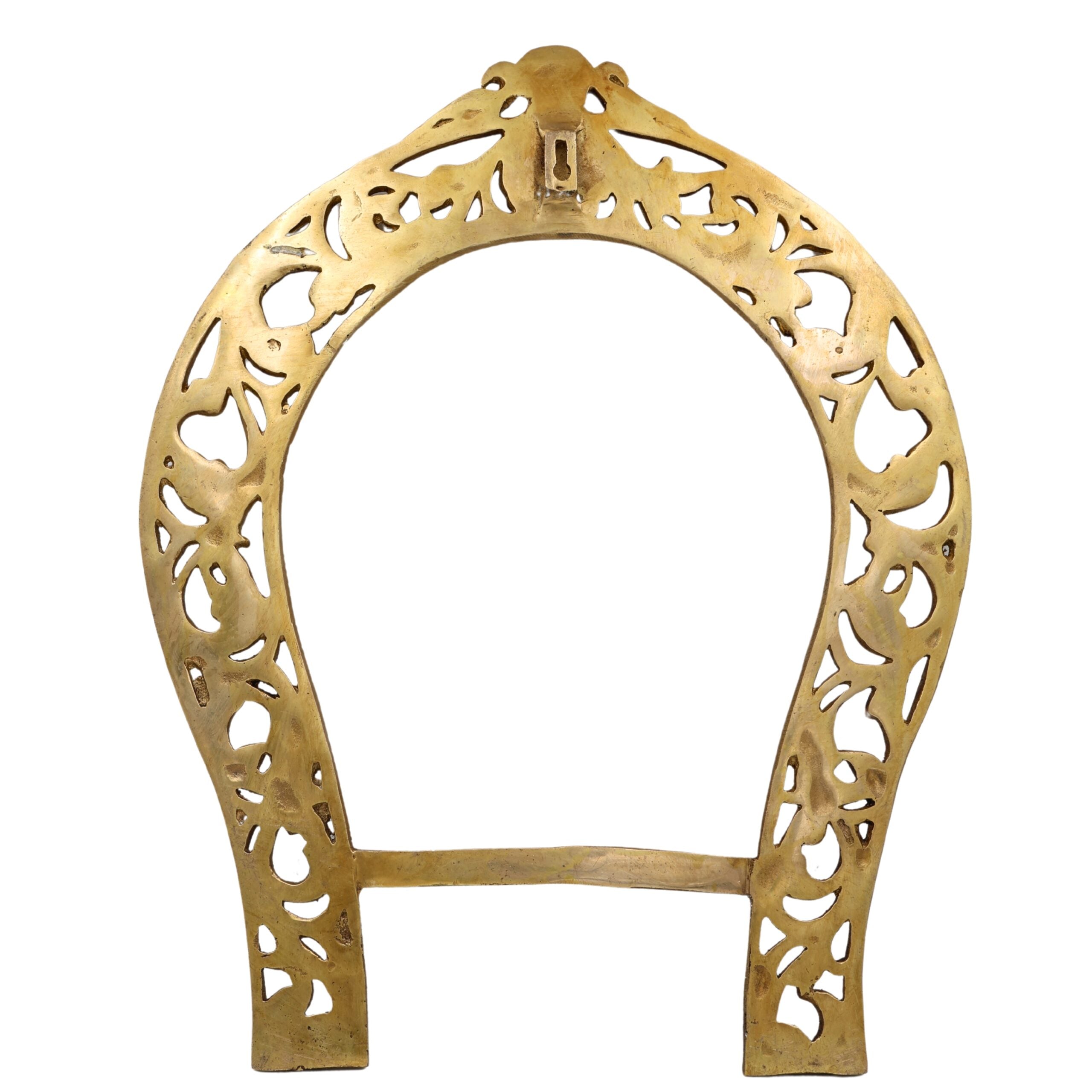 Bhunes Brass Big Prabhavali Frame Arch Wall Hanging – Prabhawali with Sheshnag for Temple, Deity Decor, and Home Mandir | Brass Pooja Backdrop & Religious Wall Hanging, Gold, 19 Inch, 1 Piece