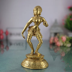 Brass Apsara Idol, Peetal Devangana Murti, Pital Urvashi Menaka Statue, Handcrafted Swargiya Sundari Nartaki Figurine, Black, 9.5 Inch, 1 Piece