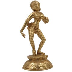 Brass Apsara Idol, Peetal Devangana Murti, Pital Urvashi Menaka Statue, Handcrafted Swargiya Sundari Nartaki Figurine, Black, 9.5 Inch, 1 Piece
