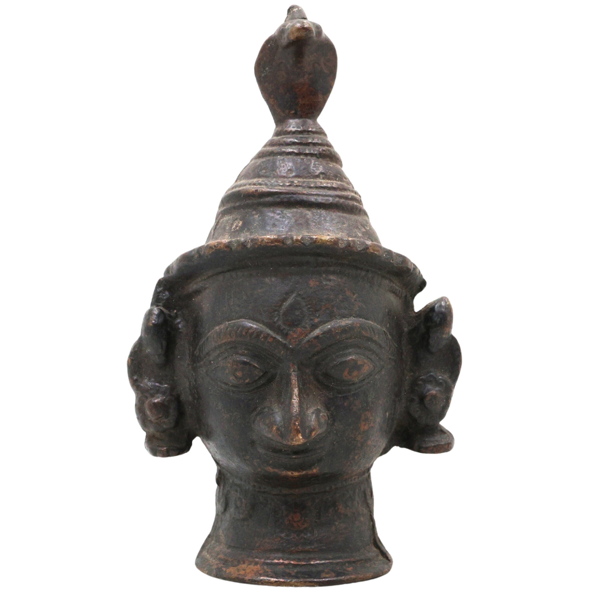 Brass Vintage Shiva Face | Shiva Face For Pooja | Shiva Face Idol| Brass Shiva Face |Lord Shiva Idols | Shankar Murti For Gift| Shiva Brass Statue| Home Decor | Shiva Bras, Brown, 6 Inch, 1 Piece