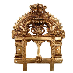 Brass Prabhavali with Sheshnag Arch | Prabhawali for Deity Idol | Traditional Temple Frame Wall Hanging for Home Decor Mandir | Prabhaval for Pooja Room, Gold, 7 Inch, 1 Piece
