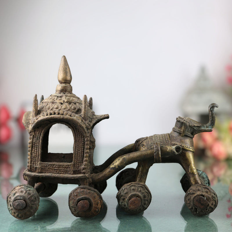 Antiques - Antique Horsecart | Brass Antique Horse Cart | Bullock Cart Showpiece |Brass Horse Cart Showpiece | Horsecart | Brass | Bulcart | Cart, Brown, 6.5 Inch, 1 Piece