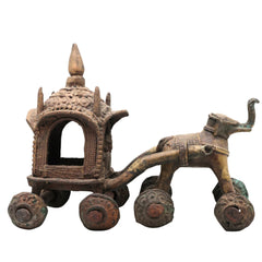 Antiques - Antique Horsecart | Brass Antique Horse Cart | Bullock Cart Showpiece |Brass Horse Cart Showpiece | Horsecart | Brass | Bulcart | Cart, Brown, 6.5 Inch, 1 Piece
