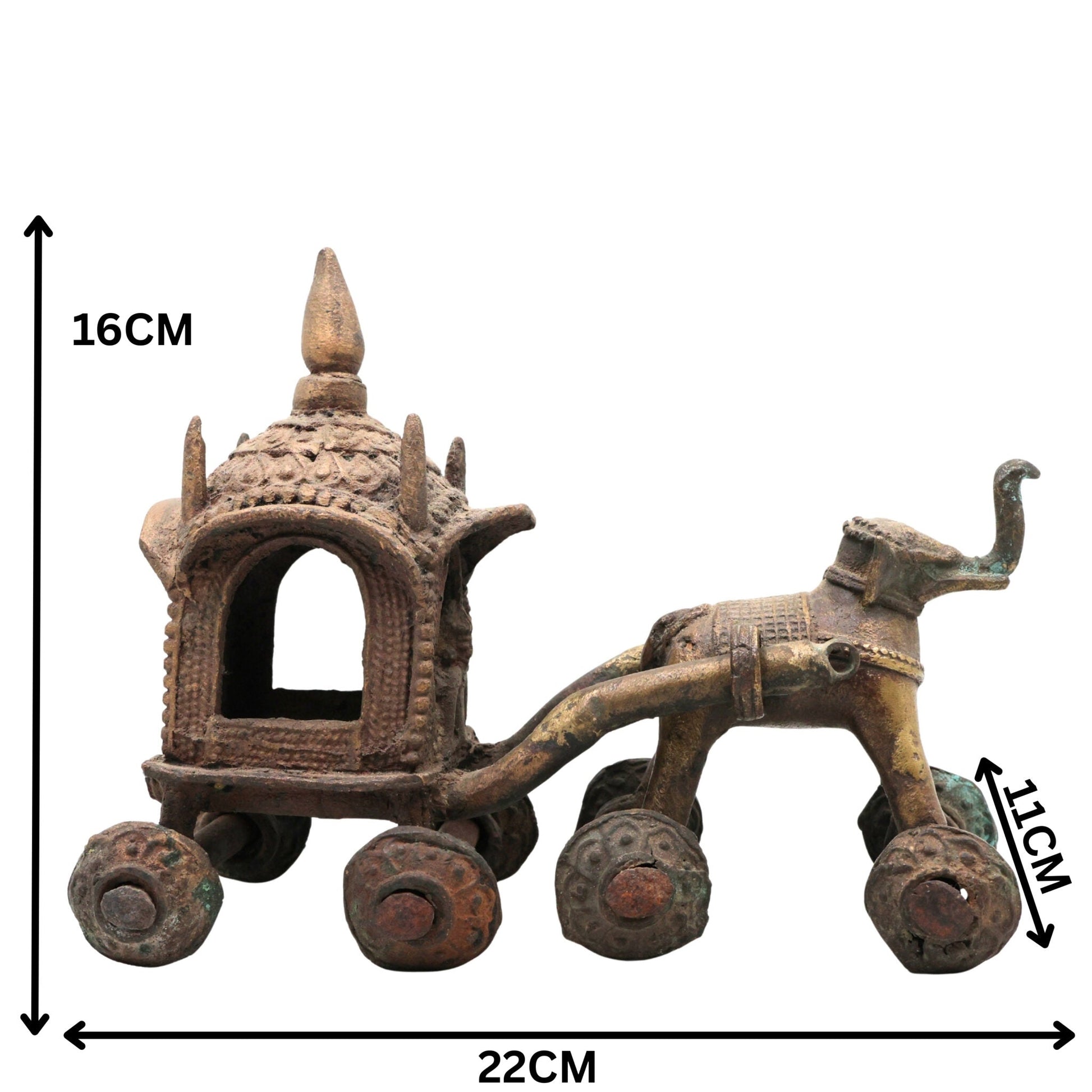 Antiques - Antique Horsecart | Brass Antique Horse Cart | Bullock Cart Showpiece |Brass Horse Cart Showpiece | Horsecart | Brass | Bulcart | Cart, Brown, 6.5 Inch, 1 Piece