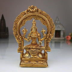 Brass Parvati Devi Idol | Mookambika Statue | Adi Shakti Murti for Pooja, Gold, 7 Inch, 1 Piece