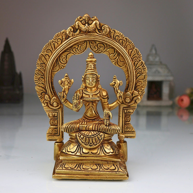 Brass Parvati Devi Idol | Mookambika Statue | Adi Shakti Murti for Pooja, Gold, 7 Inch, 1 Piece
