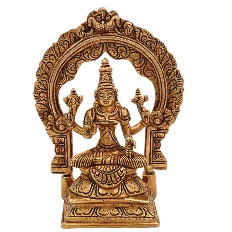 Brass Parvati Devi Idol | Mookambika Statue | Adi Shakti Murti for Pooja, Gold, 7 Inch, 1 Piece