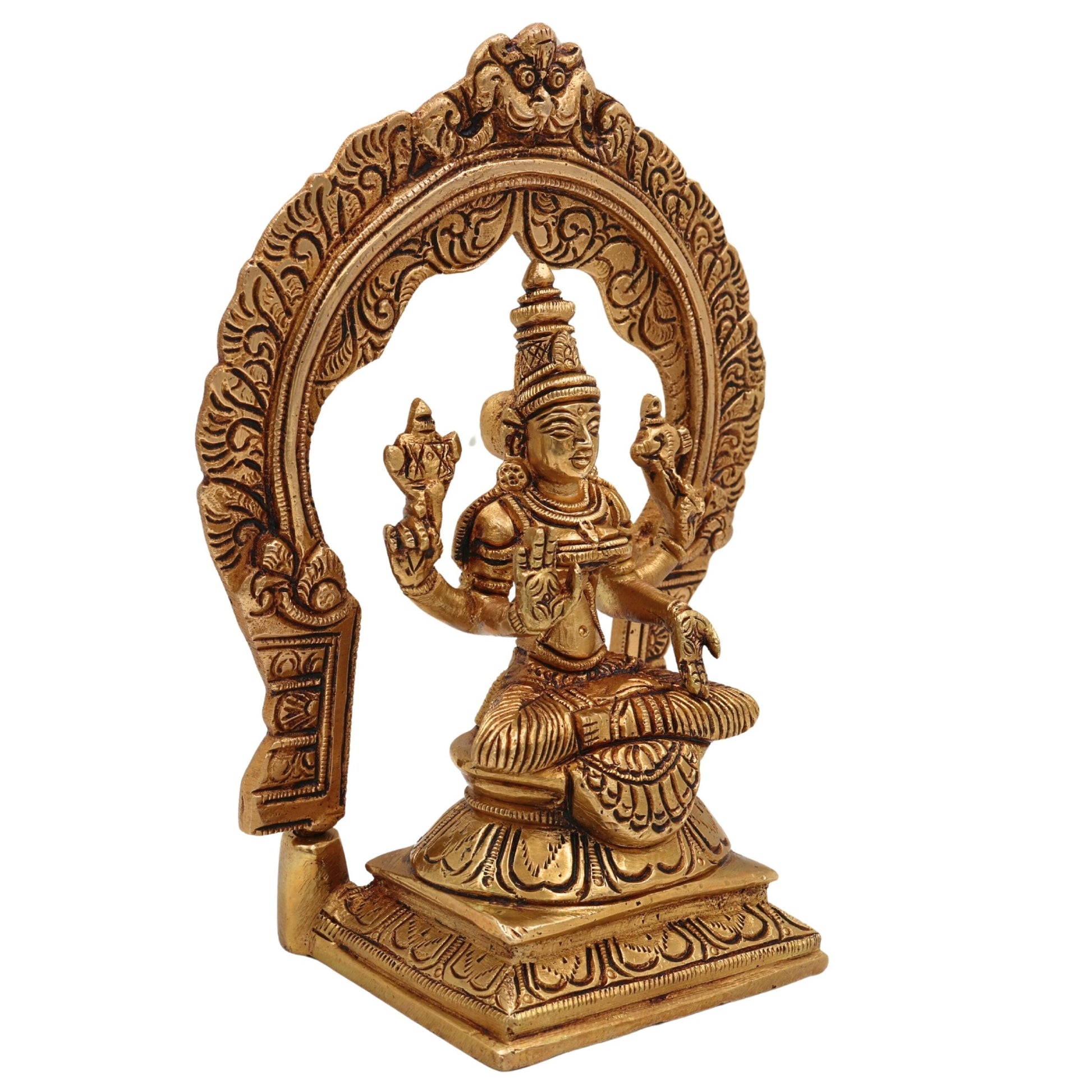 Brass Parvati Devi Idol | Mookambika Statue | Adi Shakti Murti for Pooja, Gold, 7 Inch, 1 Piece