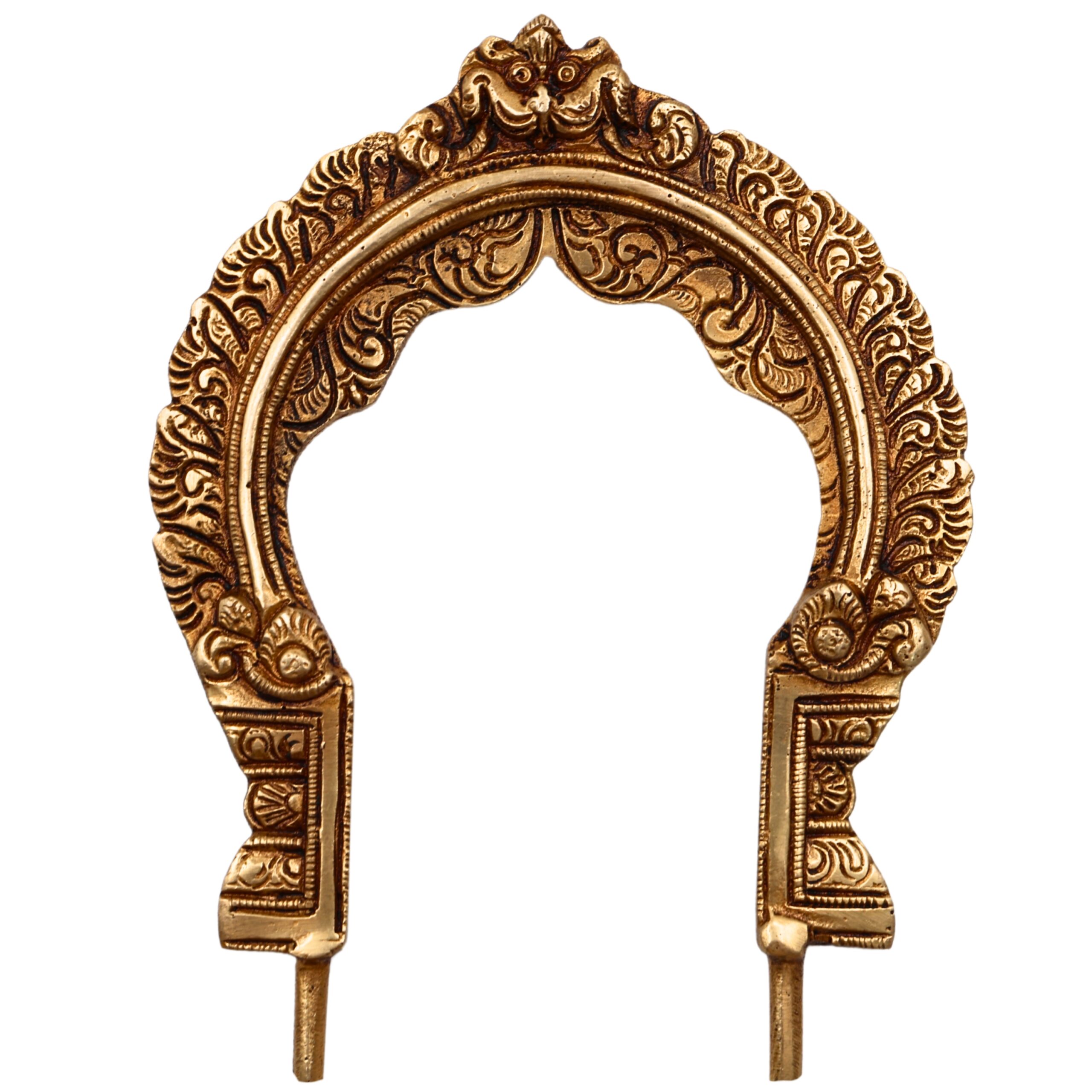 Bhunes Brass Prabhavali Arch Frame – Small Wall Hanging Prabhawali for Deity | Traditional Pooja Backdrop for Home Temple Decor, Gold, 7 Inch, 1 Piece