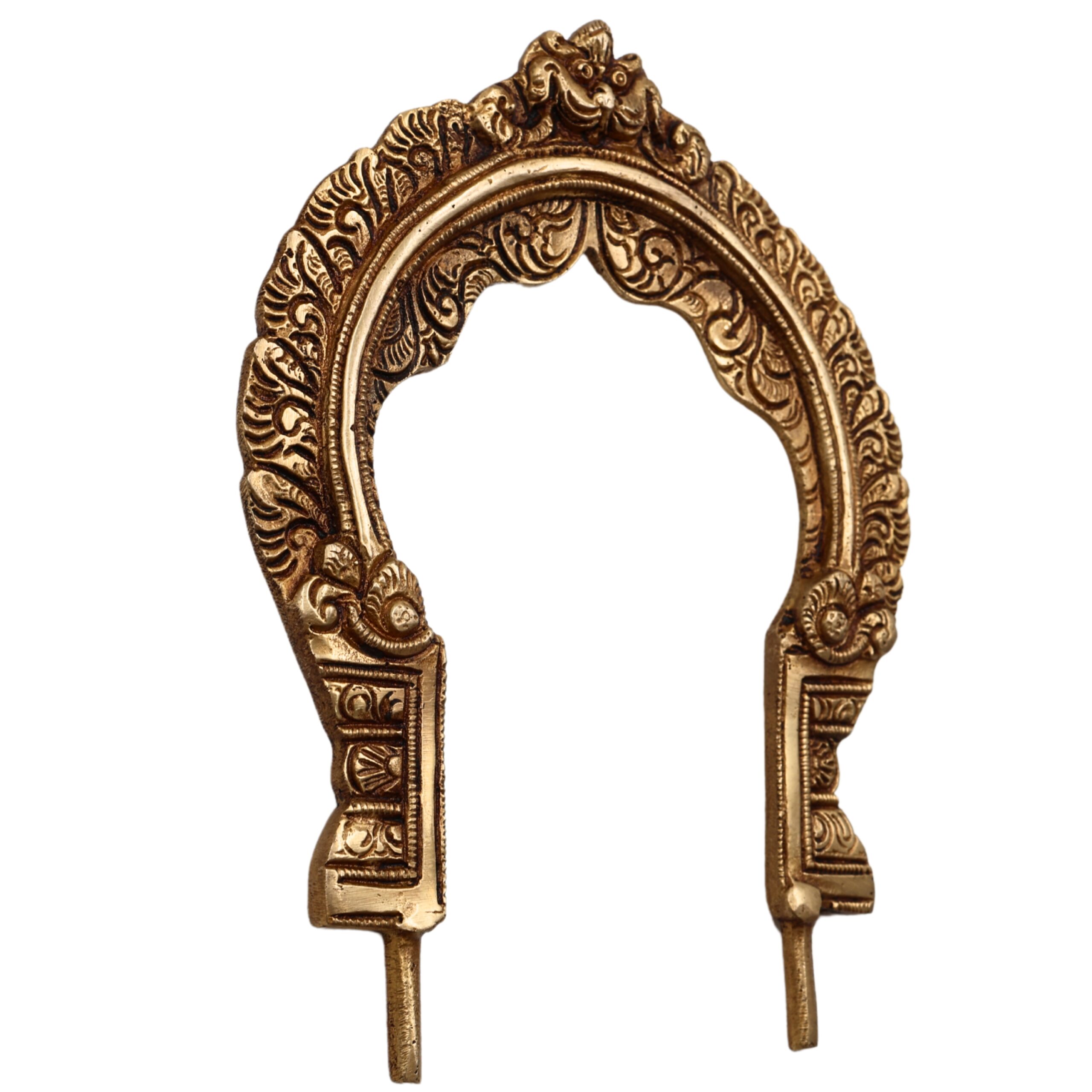 Bhunes Brass Prabhavali Arch Frame – Small Wall Hanging Prabhawali for Deity | Traditional Pooja Backdrop for Home Temple Decor, Gold, 7 Inch, 1 Piece