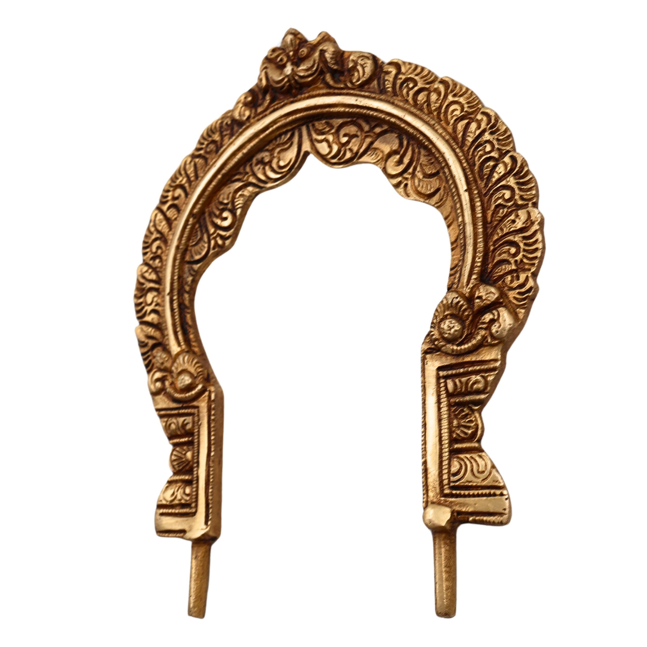 Bhunes Brass Prabhavali Arch Frame – Small Wall Hanging Prabhawali for Deity | Traditional Pooja Backdrop for Home Temple Decor, Gold, 7 Inch, 1 Piece
