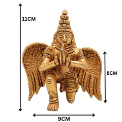 Brass Garuda Dev Idol – Vishnu Vahana | Garuthman | Pakshiraj | Suparna | Peetal Sitting Murti for Home Temple & Pooja Decor, Gold, 4.5 Inch, 1 Piece