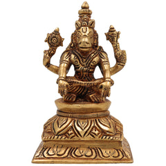 Brass Lord Hayagriva Idol | Hayagreeva Murti Hayavadana Statue Vidya Varada Vigraha for Puja, Home Temple, Decor & Gifts, Gold, 4.5 Inch, 1 Piece