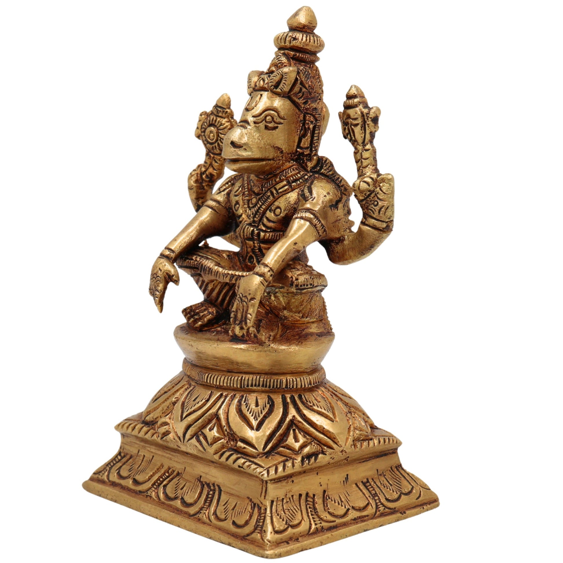 Brass Lord Hayagriva Idol | Hayagreeva Murti Hayavadana Statue Vidya Varada Vigraha for Puja, Home Temple, Decor & Gifts, Gold, 4.5 Inch, 1 Piece