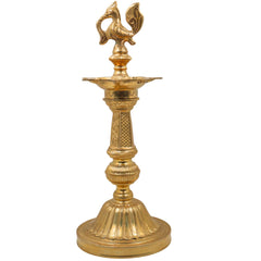 Brass Deepam, Pital Kuthu Vilakku Nilavilakku, Deepa, Temple Pooja Lamp, Gold, 17 Inch, 1 Piece