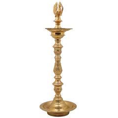 Brass Deepam, Handcrafted Nilavilakku Samai Lamp, Traditional Pital Diya Jyoti Deepa, Gold, 17 Inch, 1 Piece