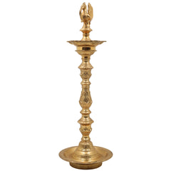 Brass Deepam, Handcrafted Nilavilakku Samai Lamp, Traditional Pital Diya Jyoti Deepa, Gold, 17 Inch, 1 Piece