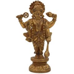 Brass Vishnu Idol | Narayana Murti | Venkateswara Balaji Statue | Govinda Hari Padmanabha Murti | Home Decor, Pooja, Gift, Spiritual Sculpture, Gold, 8 Inch, 1 Piece