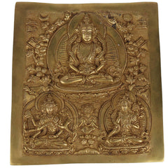 Brass Vasudhara Manjushri Wall Hanging, Manjushree Bodhisattva Idol for Home Temple Meditation & Pooja Decor, Gold, 7.5 Inch, 1 Piece