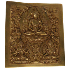 Brass Vasudhara Manjushri Wall Hanging, Manjushree Bodhisattva Idol for Home Temple Meditation & Pooja Decor, Gold, 7.5 Inch, 1 Piece