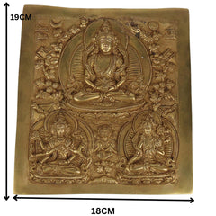Brass Vasudhara Manjushri Wall Hanging, Manjushree Bodhisattva Idol for Home Temple Meditation & Pooja Decor, Gold, 7.5 Inch, 1 Piece