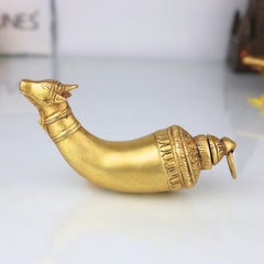 Brass Abhishek Shringi Pipe, Gaumukhi Shringi, Gomukhi Shringi, Pital, Peetal, Ashtadhatu Sacred Abhishek Vessel for Puja,Gold, 7 Inch, 1 Piece