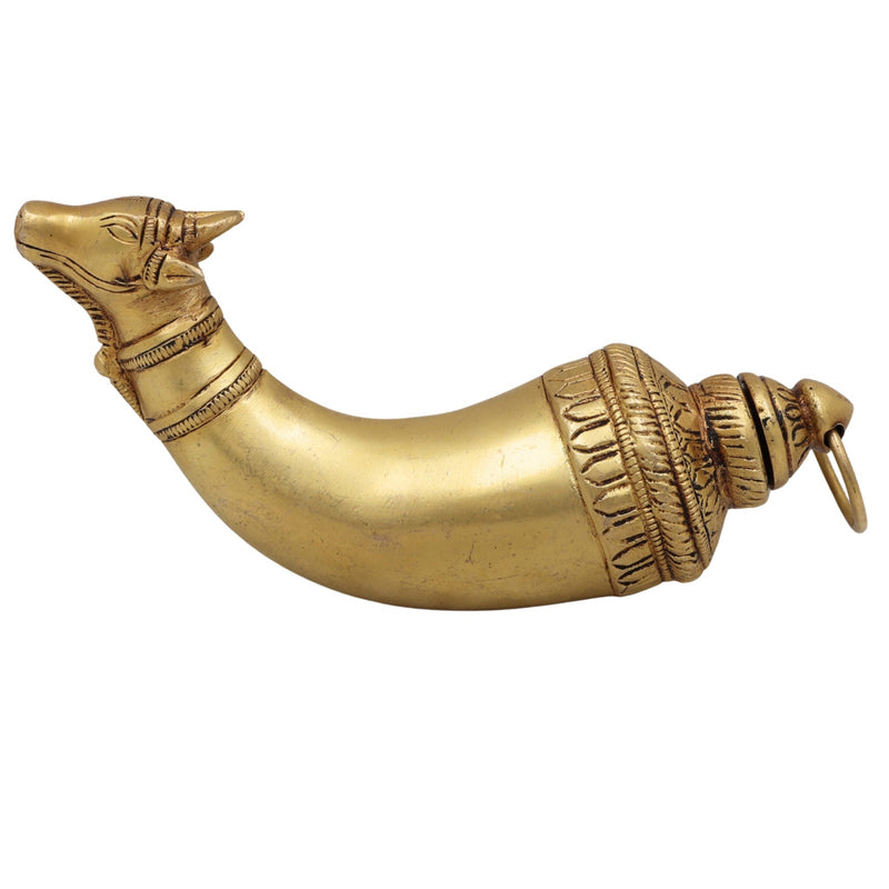 Brass Abhishek Shringi Pipe, Gaumukhi Shringi, Gomukhi Shringi, Pital, Peetal, Ashtadhatu Sacred Abhishek Vessel for Puja,Gold, 7 Inch, 1 Piece