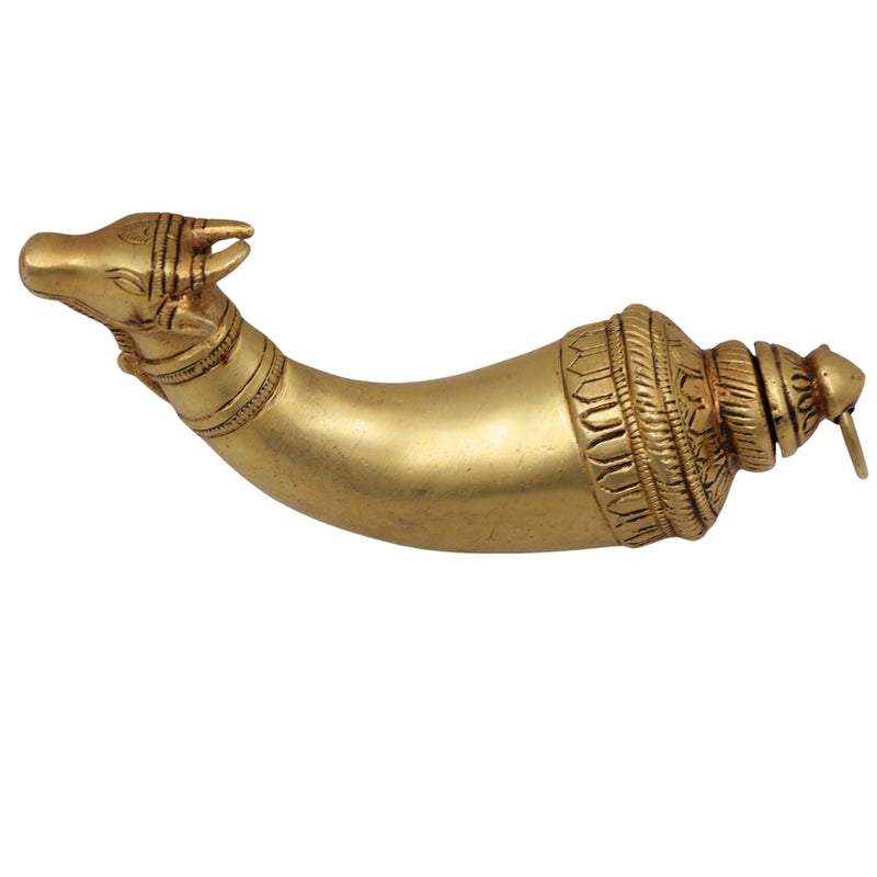 Brass Abhishek Shringi Pipe, Gaumukhi Shringi, Gomukhi Shringi, Pital, Peetal, Ashtadhatu Sacred Abhishek Vessel for Puja,Gold, 7 Inch, 1 Piece