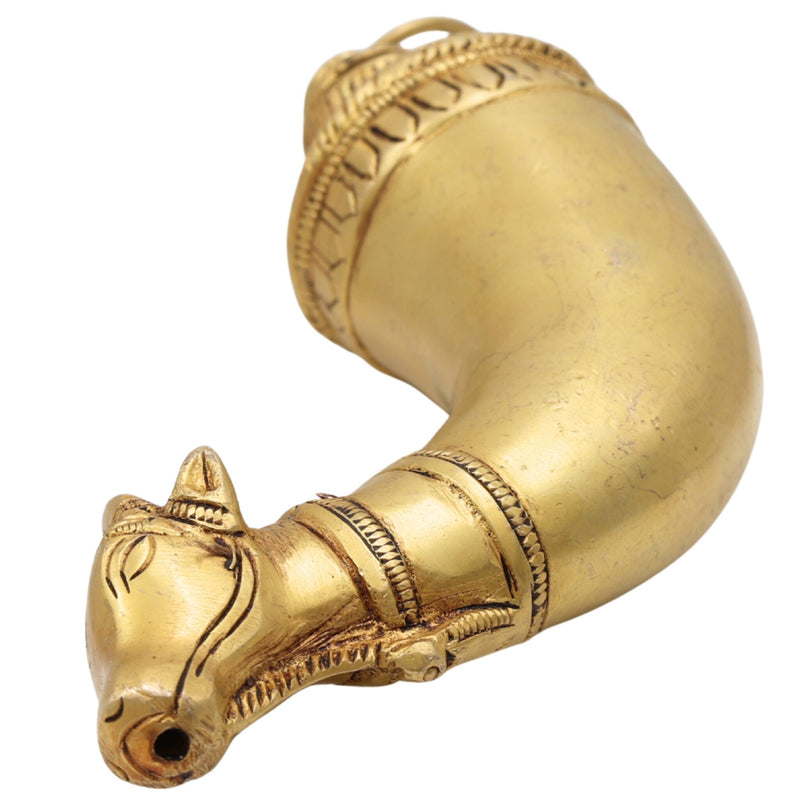 Brass Abhishek Shringi Pipe, Gaumukhi Shringi, Gomukhi Shringi, Pital, Peetal, Ashtadhatu Sacred Abhishek Vessel for Puja,Gold, 7 Inch, 1 Piece
