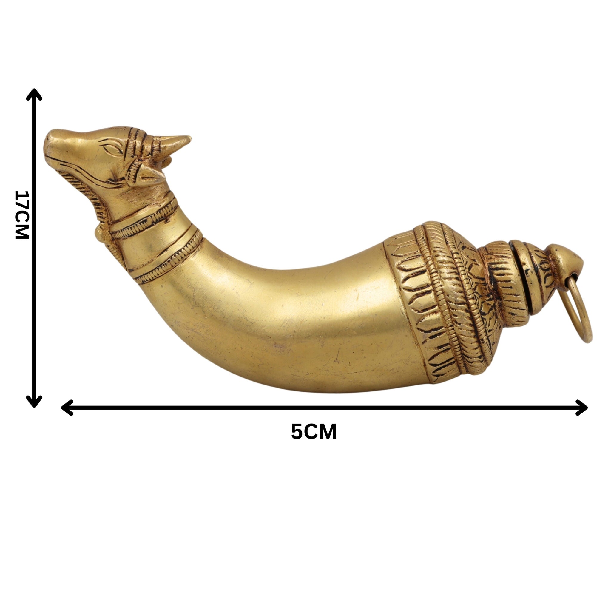 Brass Abhishek Shringi Pipe, Gaumukhi Shringi, Gomukhi Shringi, Pital, Peetal, Ashtadhatu Sacred Abhishek Vessel for Puja,Gold, 7 Inch, 1 Piece