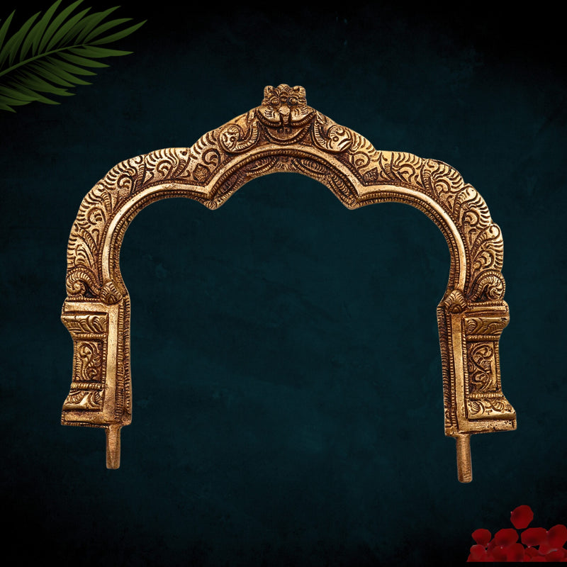 Bhunes Brass Prabhavali Frame Arch Wall Hanging – Traditional Prabhawali for Home Temple, Deity Backdrop & Pooja Decor, Gold, 8 Inch, 1 Piece