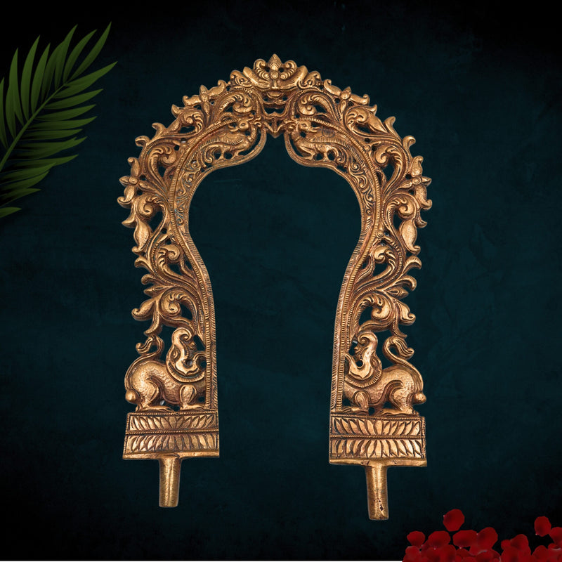 Handcrafted Bronze Prabhavali Idol – Panchaloha Temple Murti, Chola Art Decorative Halo & Sacred Arch for Pooja, Gold, 12 Inch, 1 Piece