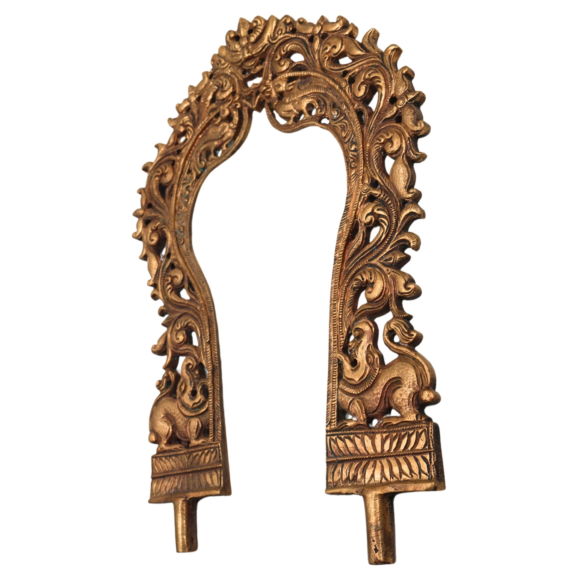 Handcrafted Bronze Prabhavali Idol – Panchaloha Temple Murti, Chola Art Decorative Halo & Sacred Arch for Pooja, Gold, 12 Inch, 1 Piece