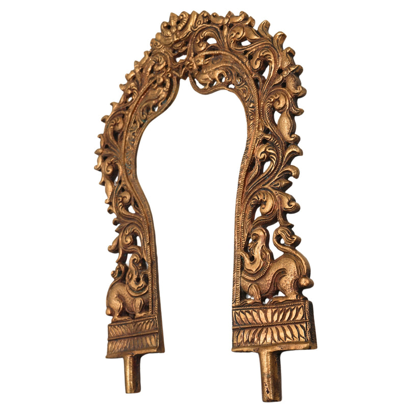 Handcrafted Bronze Prabhavali Idol – Panchaloha Temple Murti, Chola Art Decorative Halo & Sacred Arch for Pooja, Gold, 12 Inch, 1 Piece