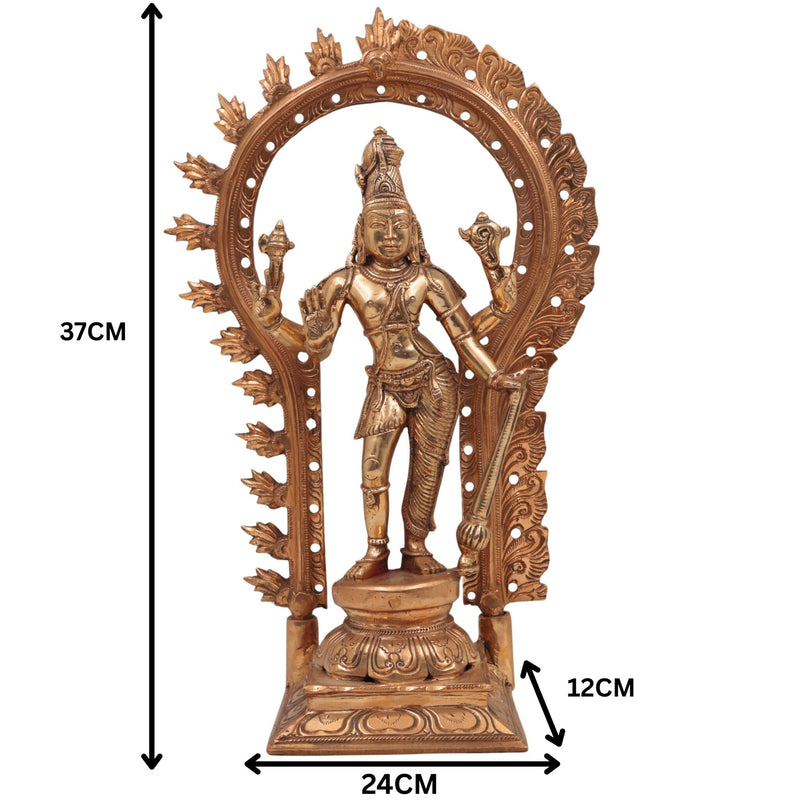Handmade Bronze Harihara Idol | Panchaloha Shiva Vishnu Murti | Lord Harihar Vigraha for Temple & Home Pooja,Brown, 15 Inch, 1 Piece