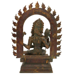 Handcrafted Bronze Shiva with Kartikeya Idol | Mahadev Panchaloha Murti | Chola Art Shiva Statue for Puja & Home Décor | Bholenath, Rudra, Neelkanth Sculpture,Brown, 13 Inch, 1 Piece