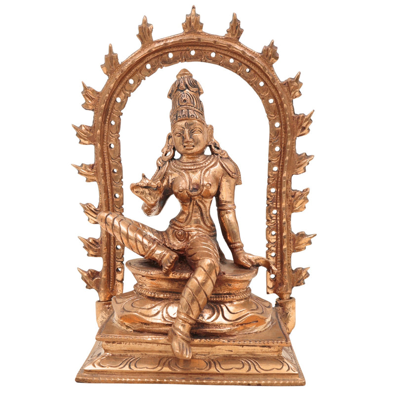 Handcrafted Panchaloha Bhoga Sakthi Devi Idol | Bronze Goddess Parvati | Bhogamatha Bhogeshwari Statue for Home Temple & Vastu,Brown, 7.5 Inch, 1 Piece