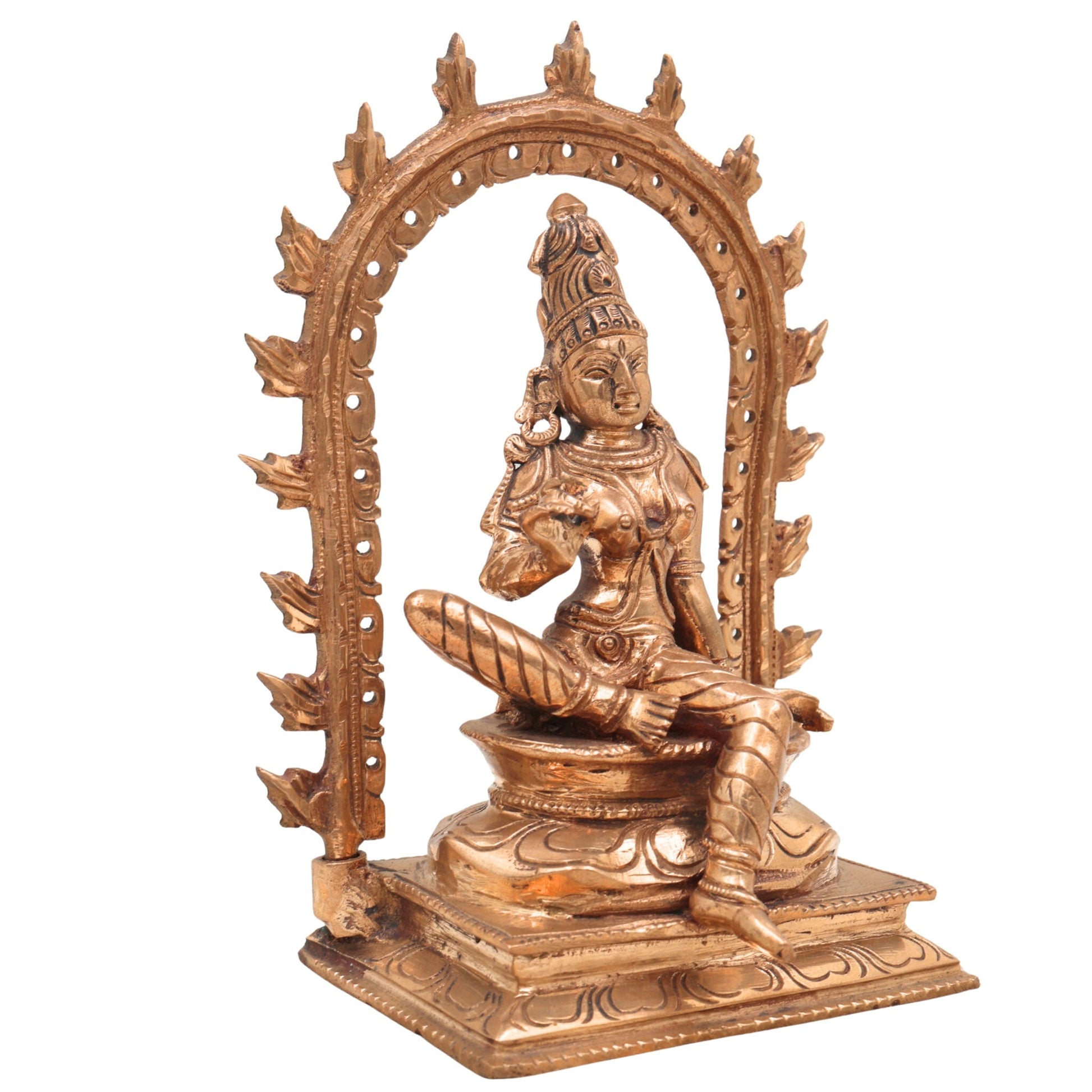 Handcrafted Panchaloha Bhoga Sakthi Devi Idol | Bronze Goddess Parvati | Bhogamatha Bhogeshwari Statue for Home Temple & Vastu,Brown, 7.5 Inch, 1 Piece