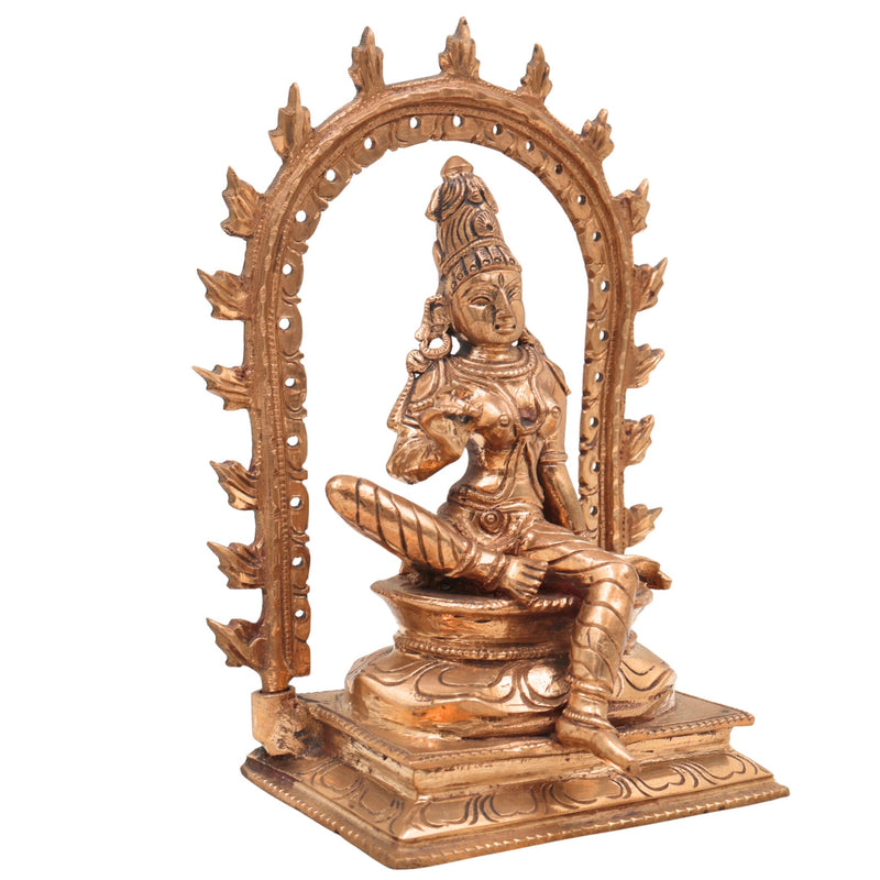 Handcrafted Panchaloha Bhoga Sakthi Devi Idol | Bronze Goddess Parvati | Bhogamatha Bhogeshwari Statue for Home Temple & Vastu,Brown, 7.5 Inch, 1 Piece