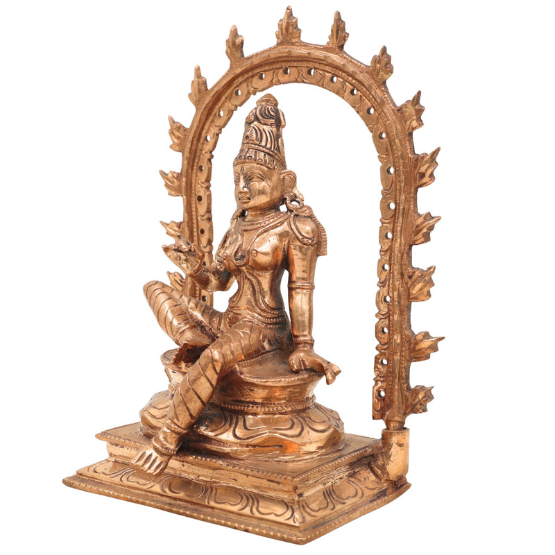 Handcrafted Panchaloha Bhoga Sakthi Devi Idol | Bronze Goddess Parvati | Bhogamatha Bhogeshwari Statue for Home Temple & Vastu,Brown, 7.5 Inch, 1 Piece