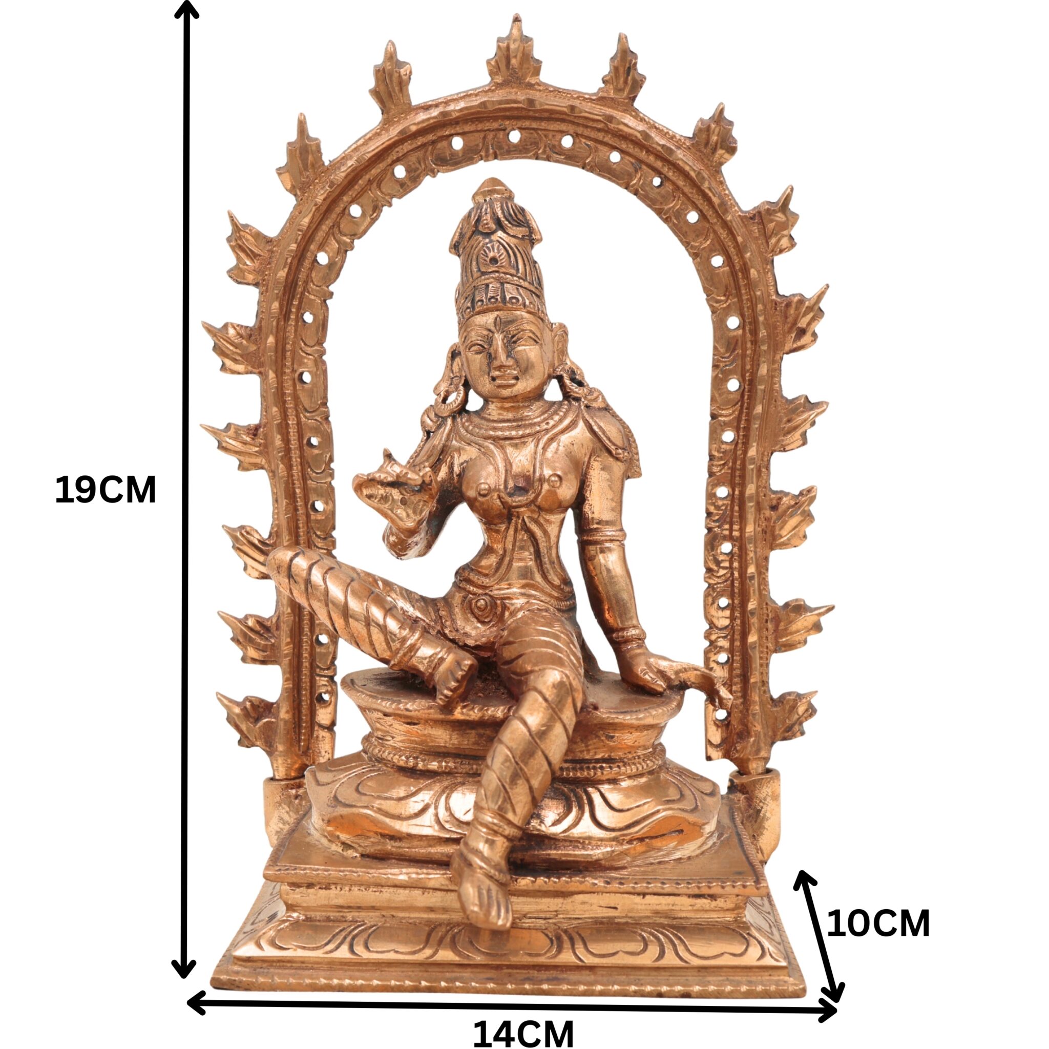 Handcrafted Panchaloha Bhoga Sakthi Devi Idol | Bronze Goddess Parvati | Bhogamatha Bhogeshwari Statue for Home Temple & Vastu,Brown, 7.5 Inch, 1 Piece