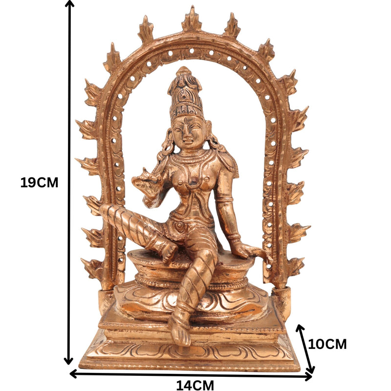 Handcrafted Panchaloha Bhoga Sakthi Devi Idol | Bronze Goddess Parvati | Bhogamatha Bhogeshwari Statue for Home Temple & Vastu,Brown, 7.5 Inch, 1 Piece