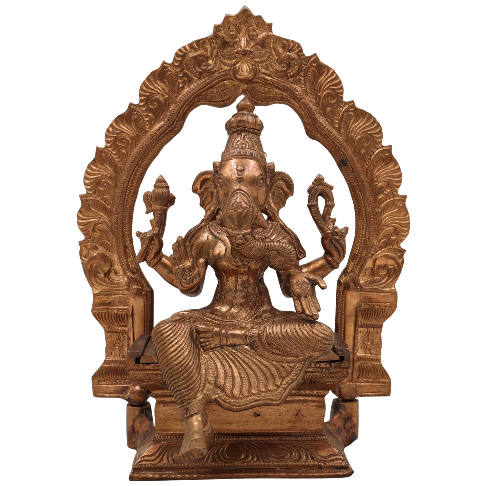 Bronze Vinayaki Idol, Female Ganesha Statue, Panchaloha Ganeshani Murti, Vighneshvari Yogini Sculpture for Puja & Decor,Brown, 8.5 Inch, 1 Piece