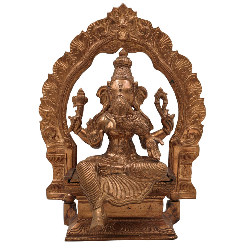 Bronze Vinayaki Idol, Female Ganesha Statue, Panchaloha Ganeshani Murti, Vighneshvari Yogini Sculpture for Puja & Decor,Brown, 8.5 Inch, 1 Piece