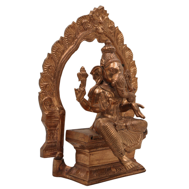 Bronze Vinayaki Idol, Female Ganesha Statue, Panchaloha Ganeshani Murti, Vighneshvari Yogini Sculpture for Puja & Decor,Brown, 8.5 Inch, 1 Piece