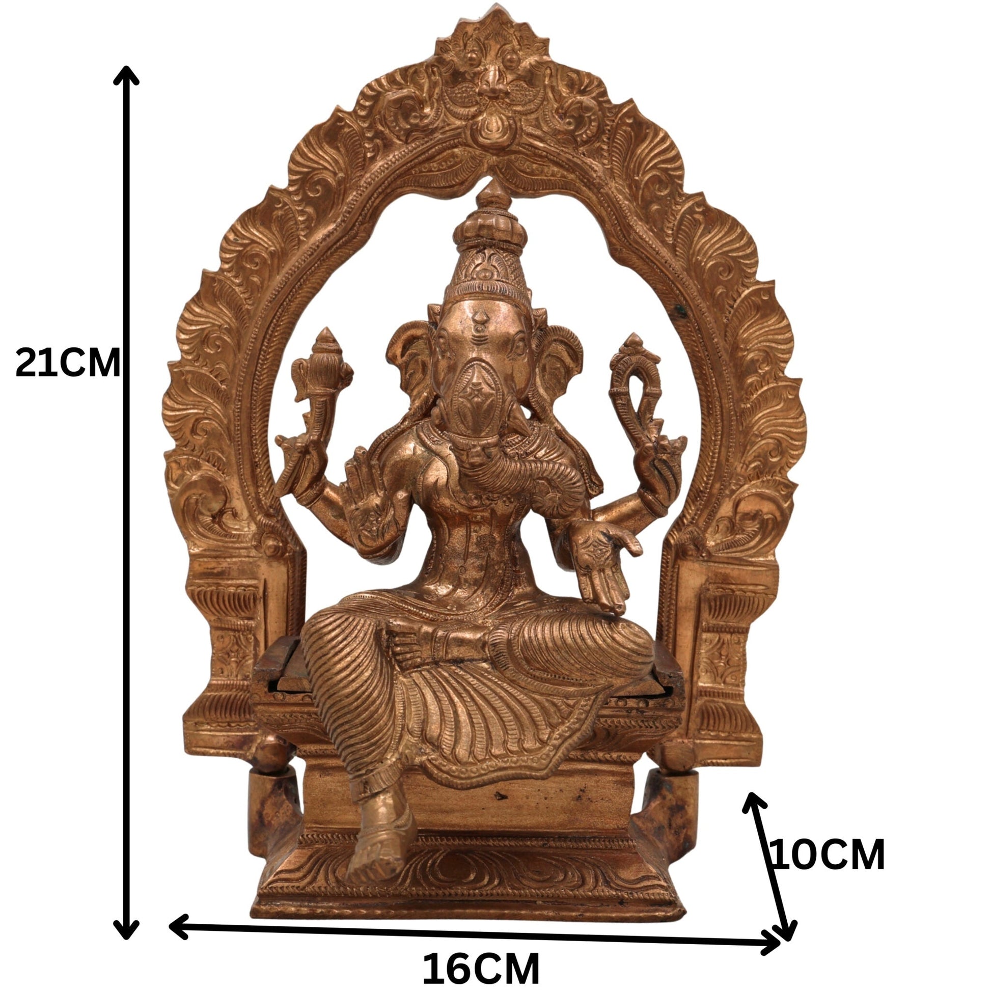 Bronze Vinayaki Idol, Female Ganesha Statue, Panchaloha Ganeshani Murti, Vighneshvari Yogini Sculpture for Puja & Decor,Brown, 8.5 Inch, 1 Piece