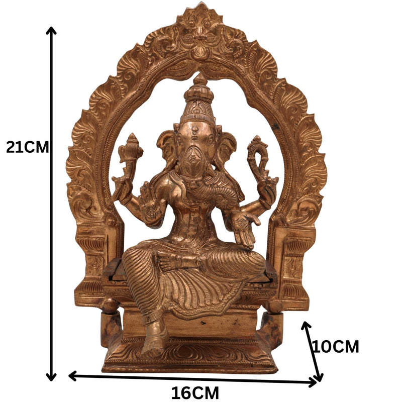 Bronze Vinayaki Idol, Female Ganesha Statue, Panchaloha Ganeshani Murti, Vighneshvari Yogini Sculpture for Puja & Decor,Brown, 8.5 Inch, 1 Piece