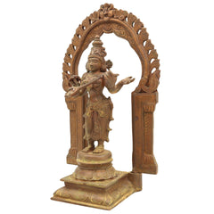 Handmade Bronze Saraswati Idol, Panchaloha Goddess Statue Sharada, Vani, Veena Pustak Dharini Murti for Home, Temple & Office Decor,Brown, 11 Inch, 1 Piece